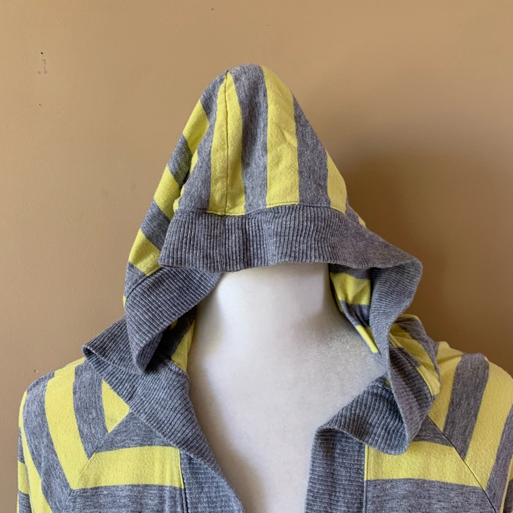 Old Navy Gray and Yellow Striped Long Sleeve Hoodie - Picture 3 of 6